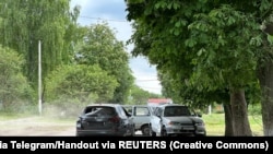 Автомобили в Белгородской области, поврежденные в ходе рейда "РДК". 23 мая 2023