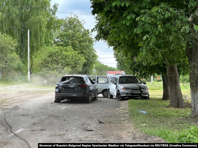 Автомобили в Белгородской области, поврежденные в ходе рейда