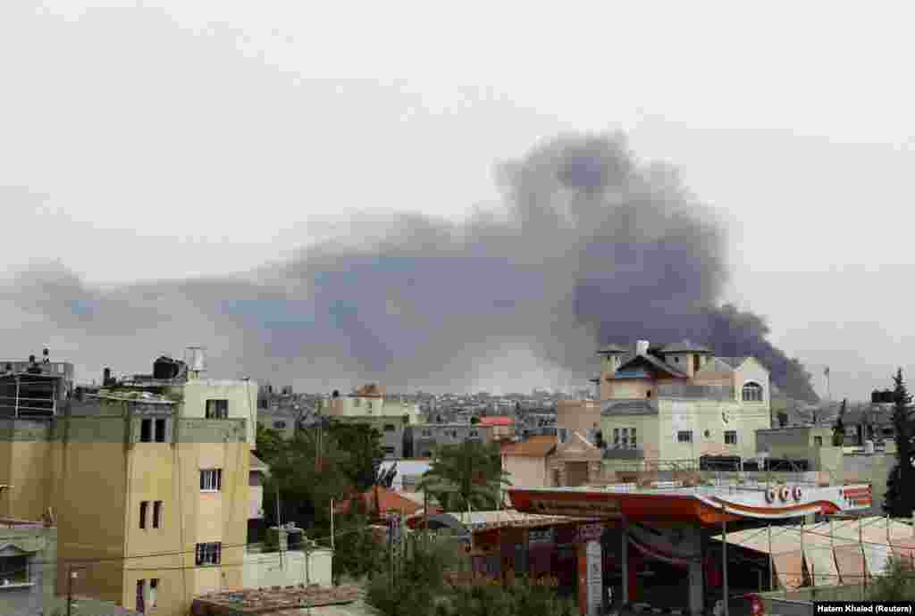 دود ناشی از عملیات اسرائیل در رفح در روز سه&zwnj;شنبه هشتم خرداد