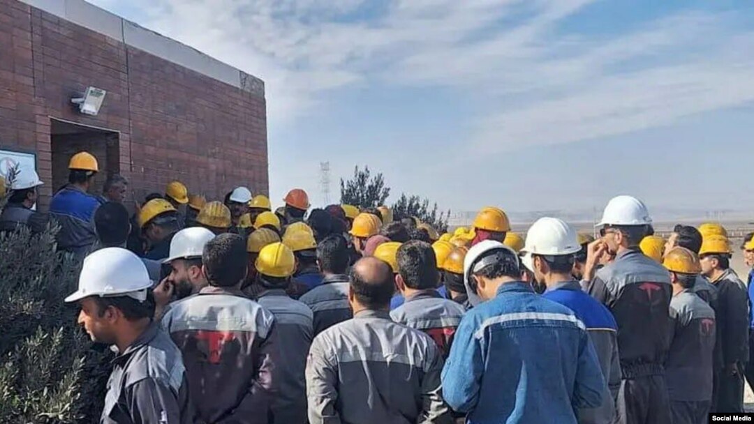Iranian workers stage a protest rally on March 22.