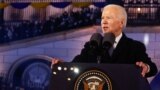 POLAND – U.S. President Joe Biden delivers remarks ahead of the one year anniversary of Russia's invasion of Ukraine, outside the Royal Castle, in Warsaw, February 21, 2023 