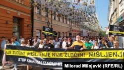 Protest novinara u Banjaluci zbog kriminalizacije klevete, 18. jul