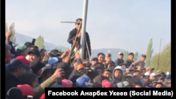 Стоп-кадр с распространенного в социальных видео на скотном рынке в Таласском районе.