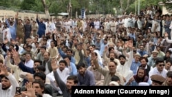Activists in Kurram, Khyber Pakhtunkhwa Province, staged a protest against insecurity on on June 15. Carrying white flags, they demanded peace and condemned harassment by both militants and security forces.