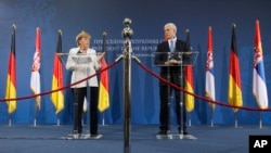 Merkel i Tadić na pres-konferenciji u Beogradu, 23. avgusta 2011.