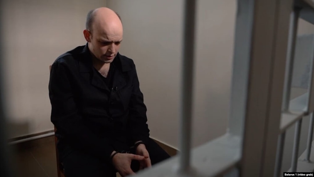 The Belarus-1 state television channel in Minsk on July 25 showed a video of German citizen Rico Krieger, who was sentenced to death on terrorism charges.