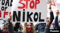 Armenia - Opposition youth activists demonstrate against the Armenian government's policy on the Karabakh conflict, Yerevan, March 22, 2023.