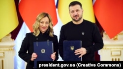 Ukrainian President Volodymyr Zelenskiy on February 24 signed a bilateral security agreement with Italian Prime Minister Giorgia Meloni.