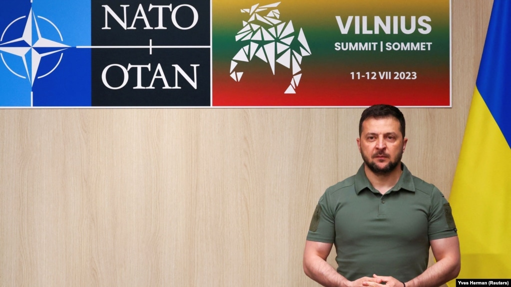 Tổng thống Ukraine Volodymyr Zelenskyy tại hội nghị thượng đỉnh NATO ở Vilnius ngày 12/7.