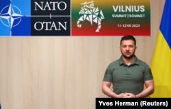 Президент Украины Владимир Зеленский на саммите НАТО в Вильнюсе, Литва, 12 июля 2023 года