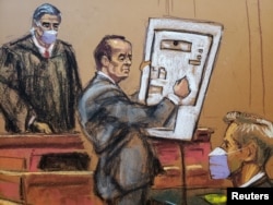 Съдебна скица на Кевин Спейси, който свидетелства по време на делото на Антъни Рап срещу него през есента на 2022 г.