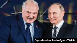 Аляксандар Лукашэнка і Ўладзімір Пуцін у Менску, 24 траўня 2024 году.
