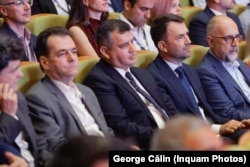 De la stânga la dreapta: Ludovic Orban, liderul Forța Dreptei, Eugen Tomac, președintele PMP, liderul USR Cătălin Drulă și cel al UDMR, Kelemen Hunor.