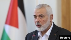 Shefi politik i Hamasit, Ismail Haniyeh, gjatë një konference për media në Teheran të Iranit më 26 mars 2024. 