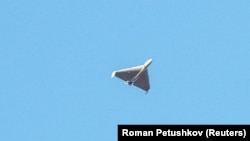 Дрон Шахед од израелско производство, забележан над Украина за време на руски напад во 2022 г.