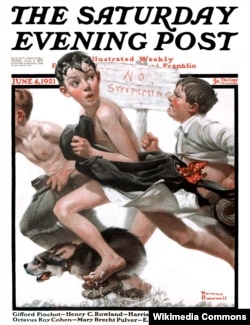 "Купаться запрещено".Обложка номера Saturday Evening Post от 4 июня 1921 года
