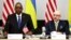 U.S. Defense Secretary Lloyd Austin and Ukrainianian Defense Minister Oleksiy Reznikov attend meeting of the Contact Group on Defense of Ukraine in Brussels on February 14.