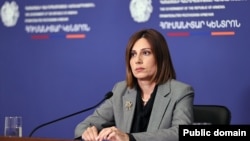 Armenia - Health Minister Anahit Avanesian at a news conference in Yerevan, September 26, 2023.