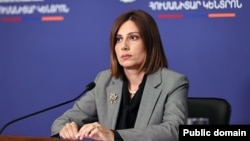 Armenia - Health Minister Anahit Avanesian at a news conference in Yerevan, September 26, 2023.