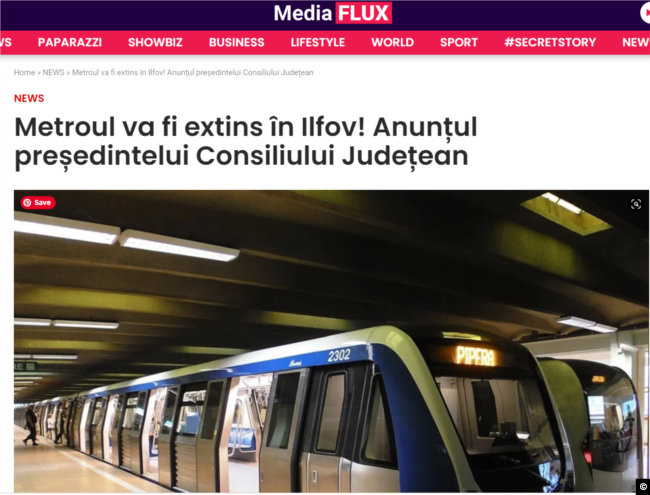 Articol pe mediaflux.ro care reia o declarație a președintelui CJ Ilfov, Hubert Thuma.