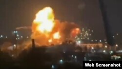 Взрыв в результате атаки ВСУ по российским военным объектам в аннексированном Севастополе. Крым, 23 марта 2024 года