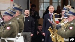 Presidenti polak, Andrzej Duda, dhe presidenti ukrainas, Volodymyr Zelensky. 5 prill 2023.