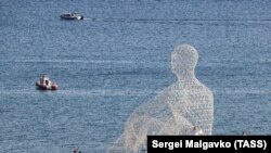 UKRAINE -- CRIMEA -- 2023 Tavrida Art Festival on the shore of Kapsel Bay near the Black Sea resort town of Sudak