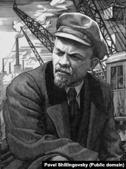 An illustration of Vladimir Lenin made by Shillingovsky.