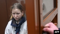Darya Trepova attends a court hearing in Moscow in April. 