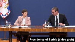 Nekadašnja premijerka Srbije Ana Brnabić i predsjednik Srbije Aleksandar Vučić.Beograd, 7. jun 2023.