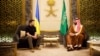 Ukrainian President Volodymyr Zelenskiy (left) meets Saudi Crown Prince Muhammad bin Salman in Jeddah on June 12. 