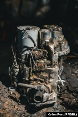 The engine of a missile that struck the plant where Ihor works in May.