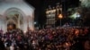 Crowds gather in front of the parliament building and near the Kashveti Church for the Easter vigil late on May 4.