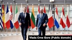 Premijer Crne Gore Milojko Spajić i predsjednik Evropskog savjeta Šarl Mišel u Briselu, 3. jun