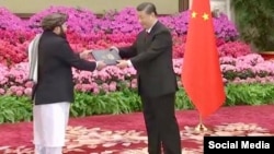 China’s president on January 30 became the first head of state to formally accept the credentials of a Taliban-appointed ambassador.