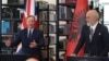 ALBANIA: Albanian PM Edi Rama and British PM David Cameron during the presser in Tirana on May 22, 2024. 