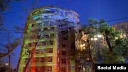 Поврежденное ударом российской армии здание в Одессе, 14 июля 2023 года