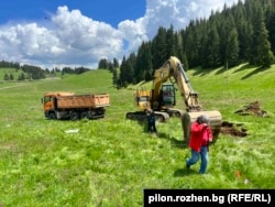 Ground is broken on the site, which takes up a 256-square-meter section of the Rozhen meadows, on June 9.