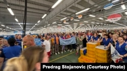 Radnici Jure tokom štrajka u Leskovcu, jun 2024.