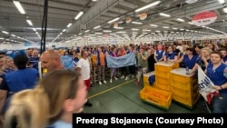 Štrajk u Juri sa zahtevom za veće plate, Leskovac, Srbija, 13. jun 2024. 