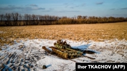 Un tanc rusesc distrus în regiunea ucraineană Harkov, l22 februarie.