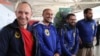 Част от спасителите - Димитър Христов, Иво Колчаков, Николай Петров и Тодор Иванов (отляво надясно), се завърнаха със самолет от Турция.