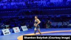 Казахстанский борец Ризабек Айтмухан на чемпионате мира в Белграде
