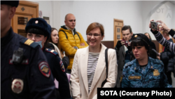 Lilia Chanysheva appears in court in Ufa in June 2023.