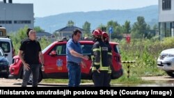 Ministar unutrašnjih poslova Srbije Bratislav Gašić u obilasku poplavljene industrijske zone u u Jagodini, 18. jun 2023.