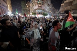 Pro-Palestinian protesters in Beirut on October 17.
