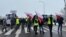 Polish farmers protest at the Dorohusk checkpoint in Poland on February 9.
