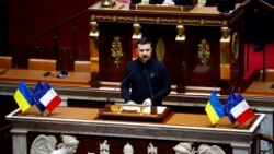 Volodymyr Zelenskiy addresses France's National Assembly as part of an official visit by the Ukrainian president on June 7, a day after 80th anniversary commemorations of D-Day. 