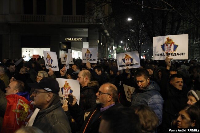 Protesta e djathtistëve serbë kundër Kosovës. Beograd, 15 shkurt 2023.