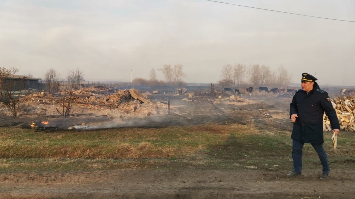 В деревне Омской области сгорело не менее шести жилых домов